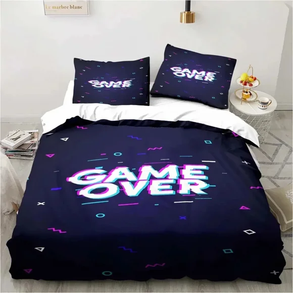 Gaming Duvet Cover Set Game Room Decor Boys boys Teen Video Game Duvet Cover Bedding Set Let's Play Quilt Cover Bed Set Bed Sheets