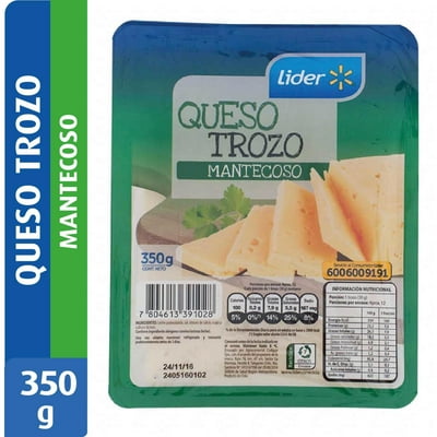 Queso En Trozo Mantecoso 350 G Lider