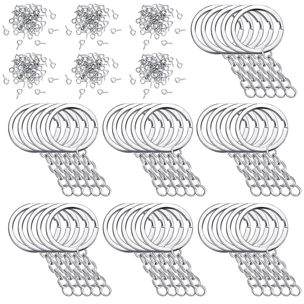 220 Uds llaveros acrílicos anillos de salto de pasadores de tornillo para llavero DIY manualidades fabricación de joyas , plata