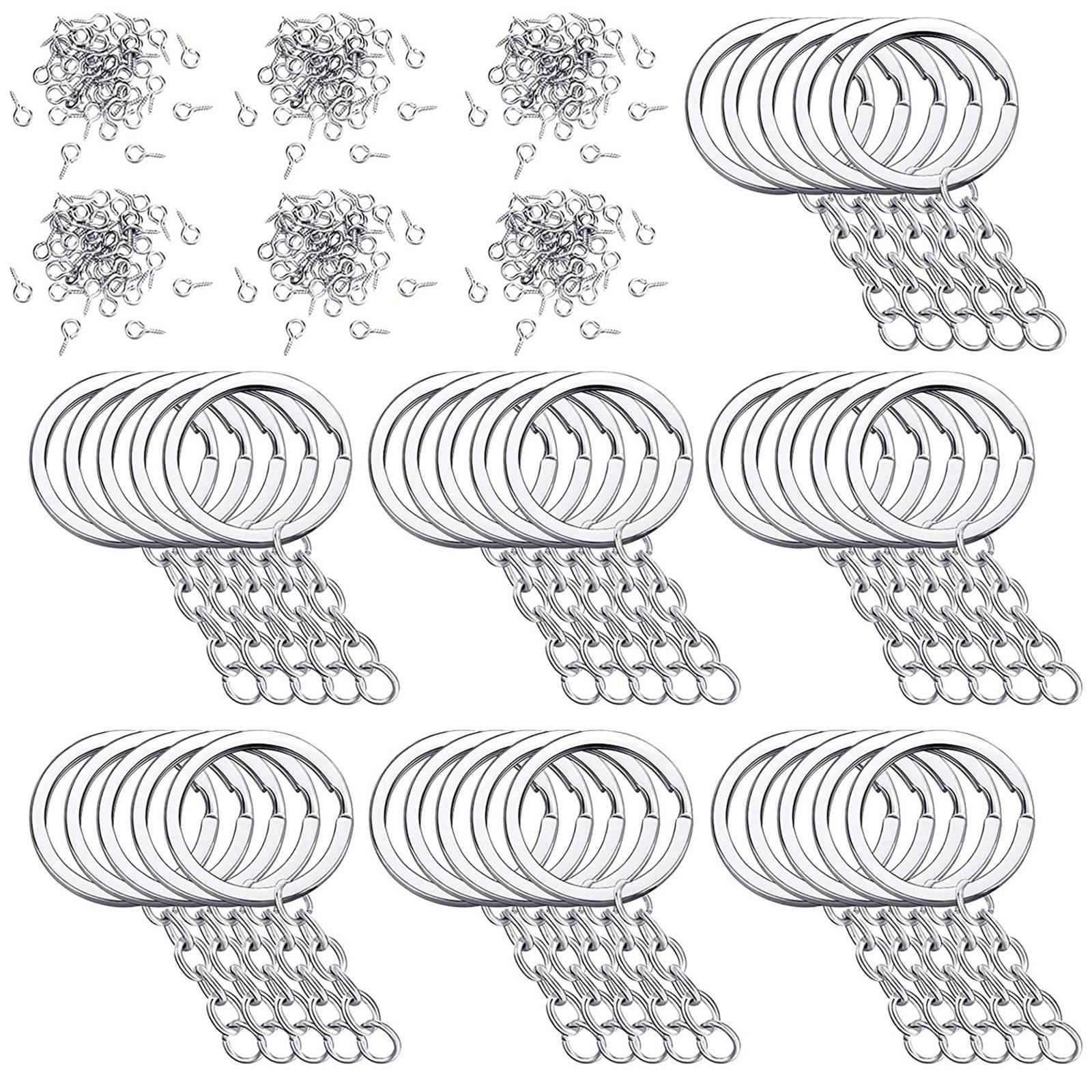 Magideal - 220 Uds Llaveros Acrílicos Anillos De Salto De Pasadores De Tornillo Para Llavero Diy Manualidades Fabricación De Joyas , Plata
