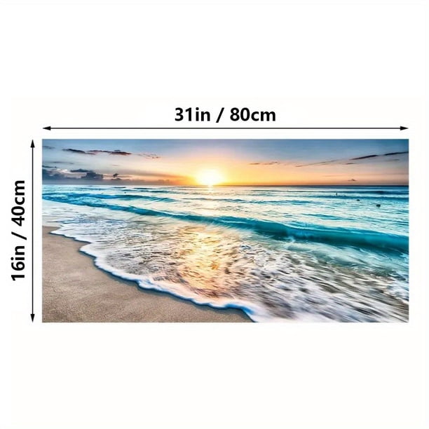1pc Beach Canvas Wall Art For Living Room Bedroom Home Decorations Sunrise Blue Ocean Sea Beach Pictures Art Decor Modern Seascape Waves Landscape Canvas Prints Artwork Frameless 19*39in