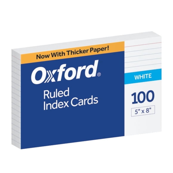Fichas Oxford rayadas de 5 x 8 cm, color blanco, 100 unidades