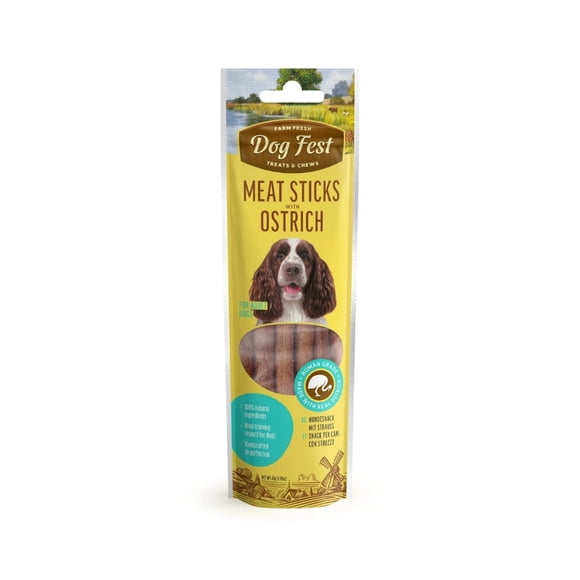 Snack Perros Dog Fest Sticks Con Carne De Avestruz 45 Grs.