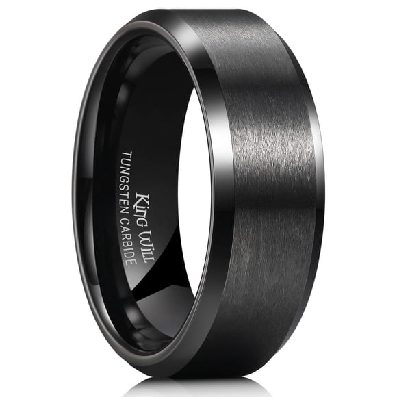 Alianza King Will de tungsteno negro, 8 mm, talla 10