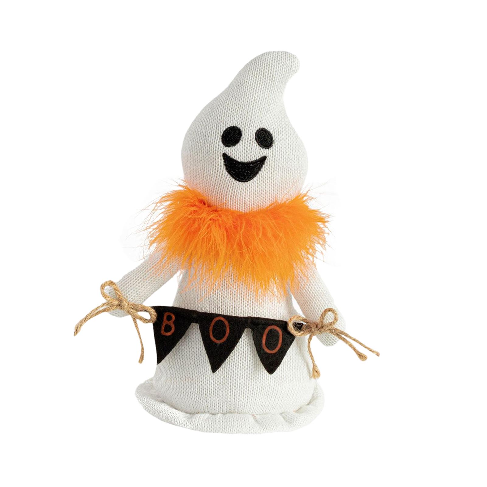 Magideal - Decoración Halloween Muñeco Fantasma Artesanal Estatuilla Ornamental Para Mesa Y Hogar Diseño Único En Poliéster Adecuado Para Regalos Y Fiestas Temá Naranja