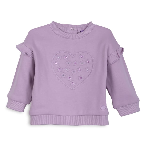 Polerón Bebé Niña Cuello Redondo Bordado Corazón Lila Pillin