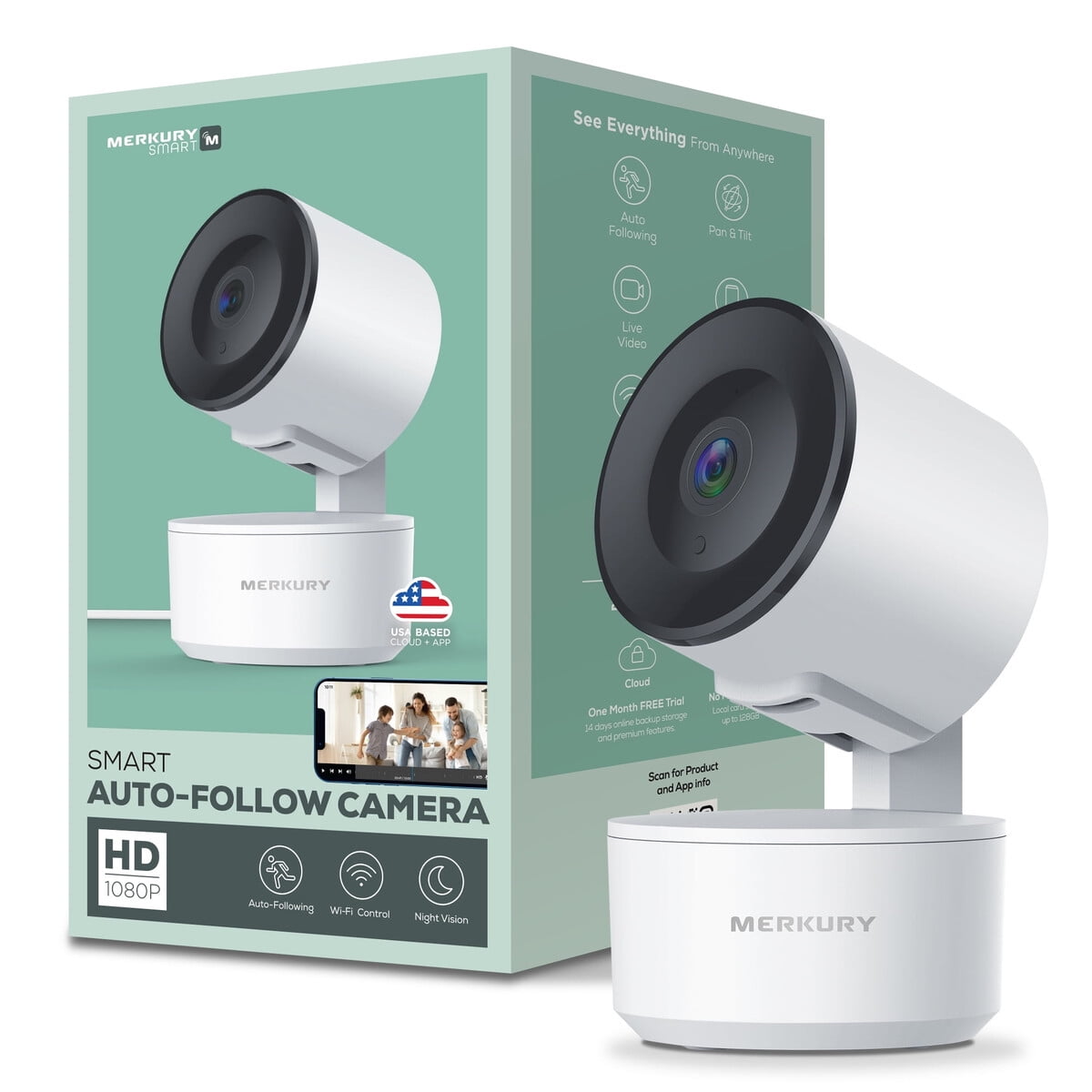 Camara Interior Merkury Smart 1080p Wifi Autotracking Ptz