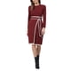 thumbnail image 1 of Vestido de Punto con Falso Envoltorio de Manga Larga para Mujer INSPIRE CHIC, Color Contrastante, Casual para Trabajo, Vestidos Acanalados L Rojo Oscuro, 1 of 5