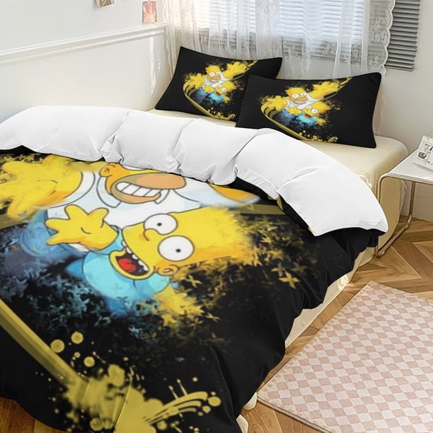 x524 The Simpsons 3-Piece Bedding Set Warm And Comfortable Soft Duvet Cover Bed Set with 1 Duvet Cover And 2 Pillowcases for Bedroom b524