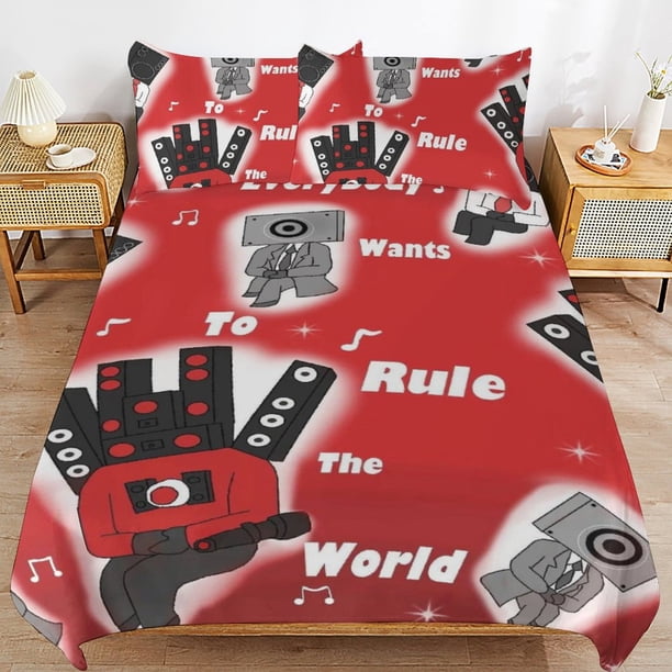 Skibidi Toilet Bedding Set Duvet Cover Comfortable and Lightweight Cartoon Bedding 3 Piece Bed Set