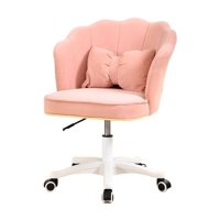 Magideal - Silla De Oficina Giratoria De Terciopelo, Cómoda Y Ajustable, Con Ruedas, Moderna. Rosa Claro