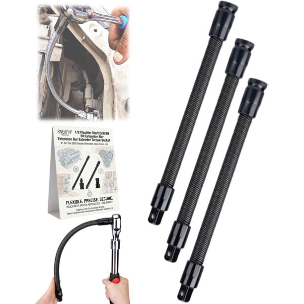 Extensión eje flexible 1/2" 25cm varilla flexible 360 impacto adaptador par eléctrico