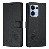Funda Tipo Cartera Foxdock Para Oppo Reno13 Con Soporte, Ranuras, Rfid, Diseño De Gato