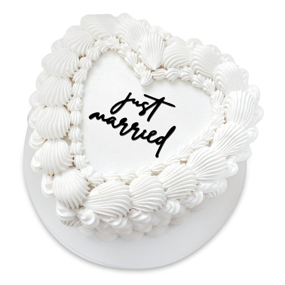 Adorno para pastel cutylight “Just Married” con corazón vintage