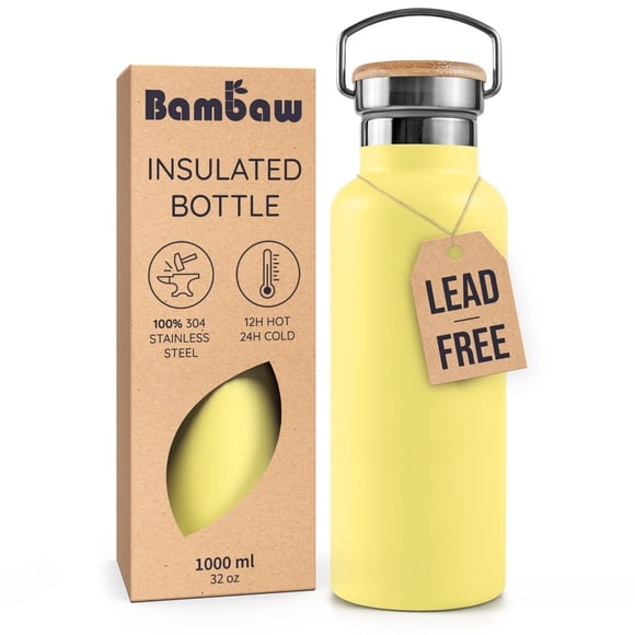Termo Bambaw Botella de Agua Aislada 1 l Antiderrames Amarilla