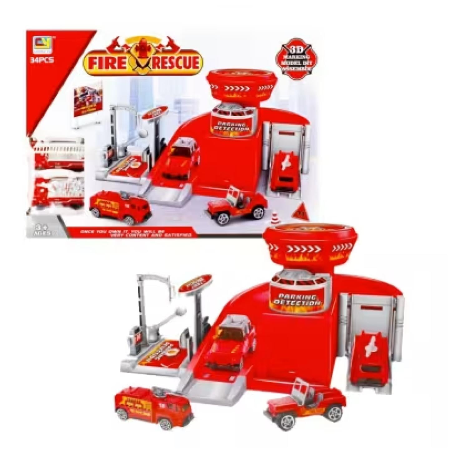 Total Upgrate - Juguete Pista Estacionamiento De Bomberos 2 Autos Infantil