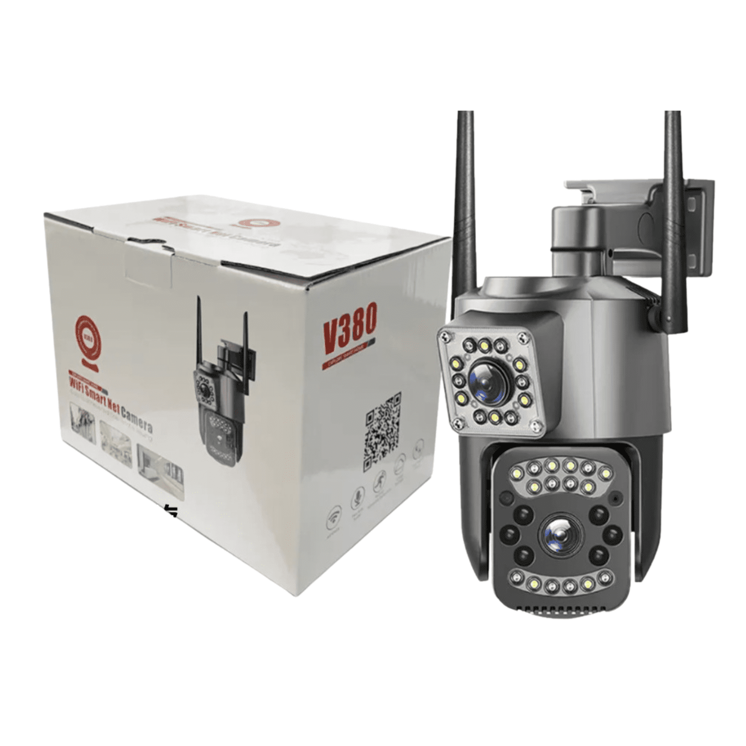 Genérico - Smart Camera V380 Vigilancia Exterior Wifi Con Doble Antena Negro