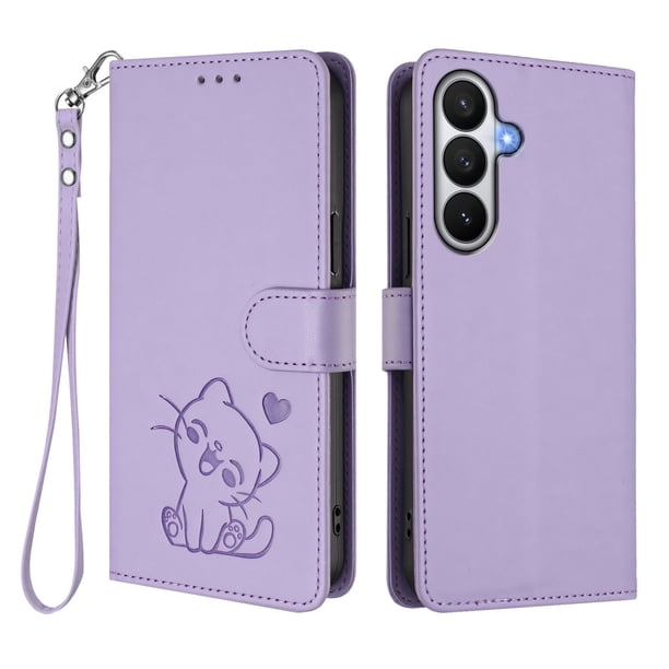 Carcasa Billetera de Cuero Sintético para Samsung Galaxy S26, Lila Claro