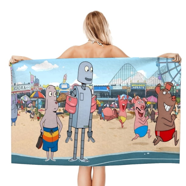 Sueños de Robots Toalla de playa de secado rápido con diseño temático, regalo para mujeres y niñas, ideal para cumpleaños, fans, amantes de la música, uso en la playa o al aire libre, 78 × 160 cm