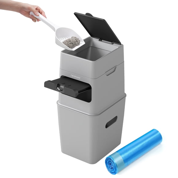 Cubo de basura Neakasa PooGuard de 9,2 litros para gatos, color gris