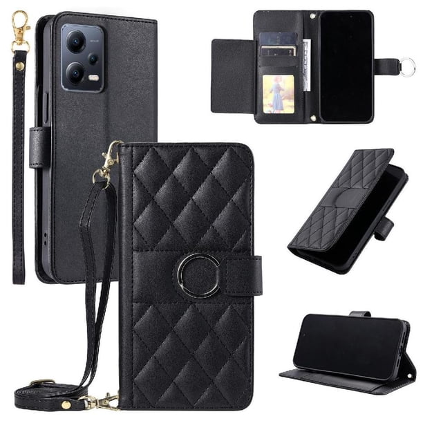 Funda tipo billetera FOXDOCK para Xiaomi Redmi Note 12 Pro 5G – Tapa abatible con correa para mujer