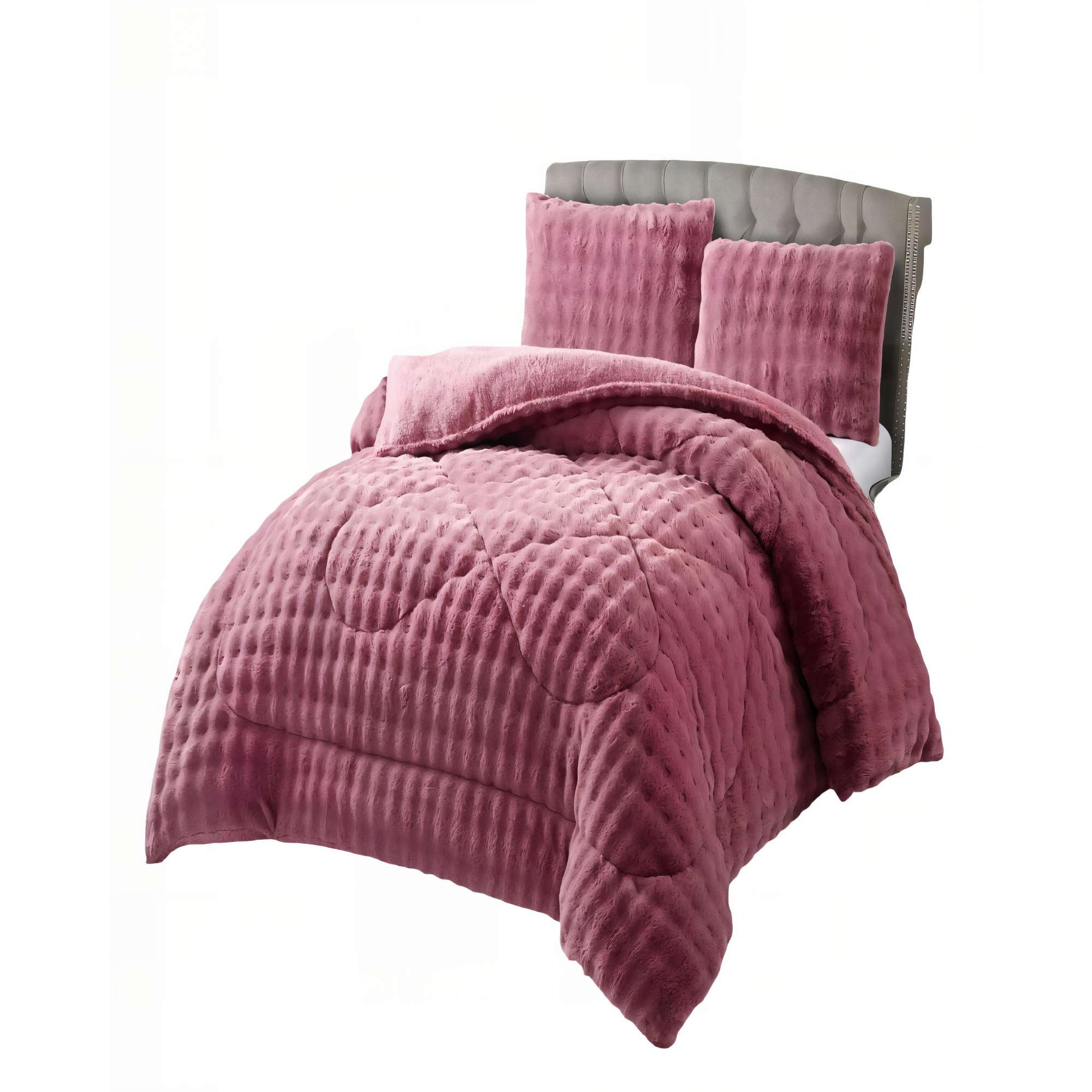 Genérico - Cobertor Piel De Conejo Imitacion 2 Plaza Color Rosado