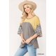 thumbnail image 1 of Top de Punto con Bloques de Color y Estampado Floral con Mangas Dolman, 1 of 5
