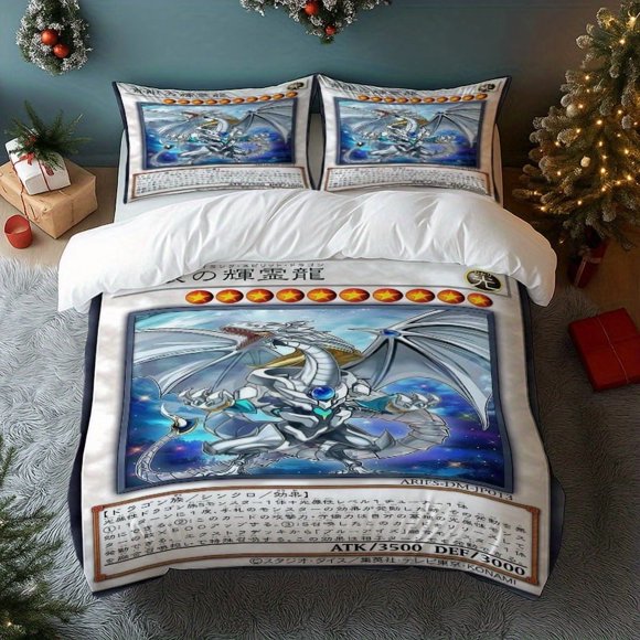 3pcs D-M -Eyed Dragon Card Game Bedding Set