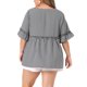 thumbnail image 3 of Blusa de Talla Grande para Mujer de Agnes Orinda con Manga Corta, Escote Corazón, Cuadros y Peplum 1X Negro, 3 of 5