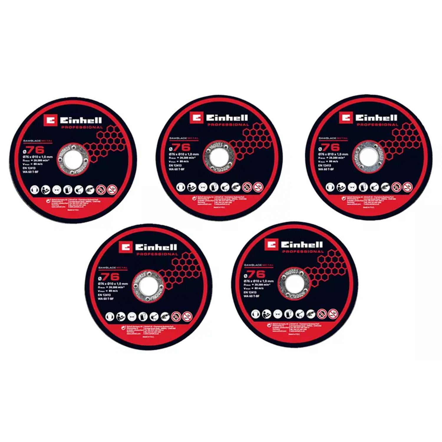 Pack 5 Discos De Corte Para Metal 76mm Einhell