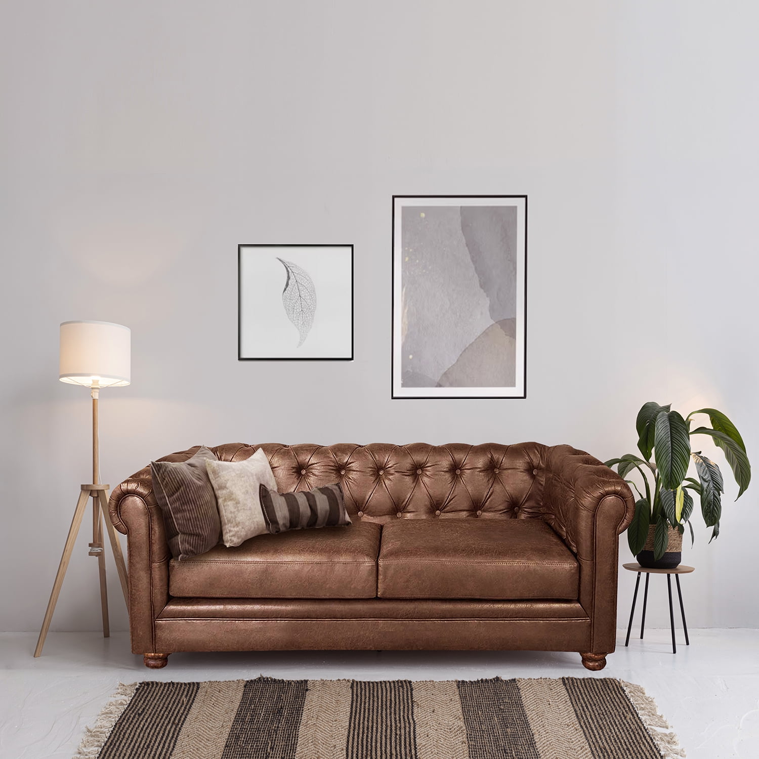 Latam Home - Sofa Florencia 2 Cuerpos Cuero Colorado Caramelo