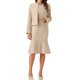 thumbnail image 1 of INSPIRE CHIC Conjuntos de Negocios para Mujeres Vestido Midi Sin Mangas con Cola de Sirena Traje de Maestra para Regreso a Clases Blazer Sin Cuello Conjunto de Vestido de 2 Piezas Beige XS, 1 of 6