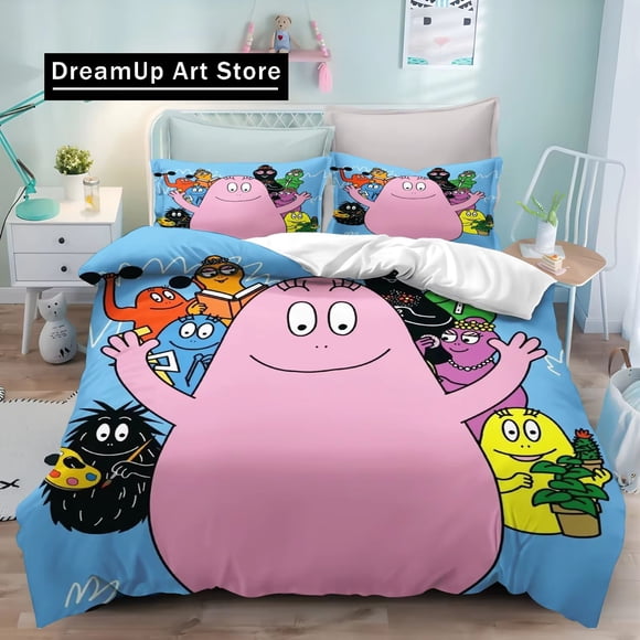 New L-Les & B-Barbapapa Bedding Set Double Duvet Cover Comforter Pillowcase Boys Girls Adults Bedroom