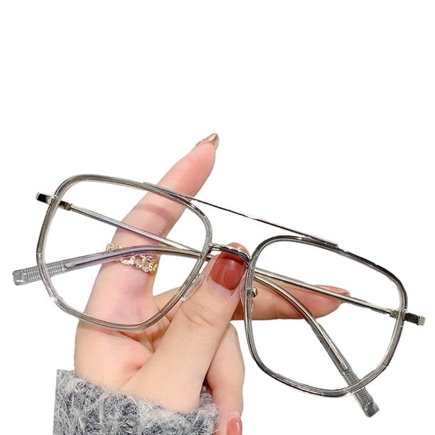 Gafas de doble haz de luz azul, gafas para computadora con bloqueo UV, lentes transparentes, gafas de metal.