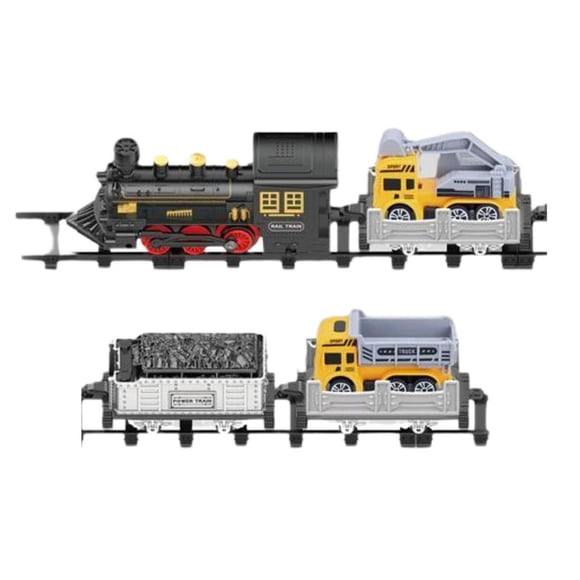 Tren De Juguete Pista 3 Vagones Camiones Luz Sonido Humo