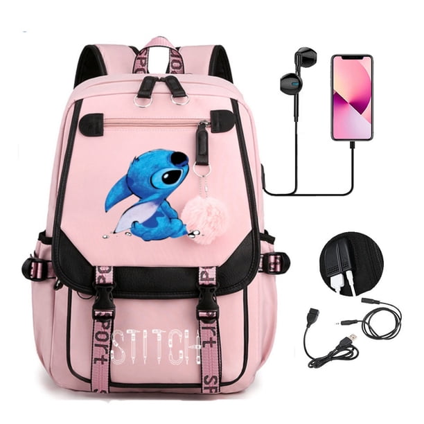 Disney Lilo Stitch Boys Girls Schoolbags Teenager USB Charging Laptop Backpack Women Men Rucksack Travel Bag Mochila