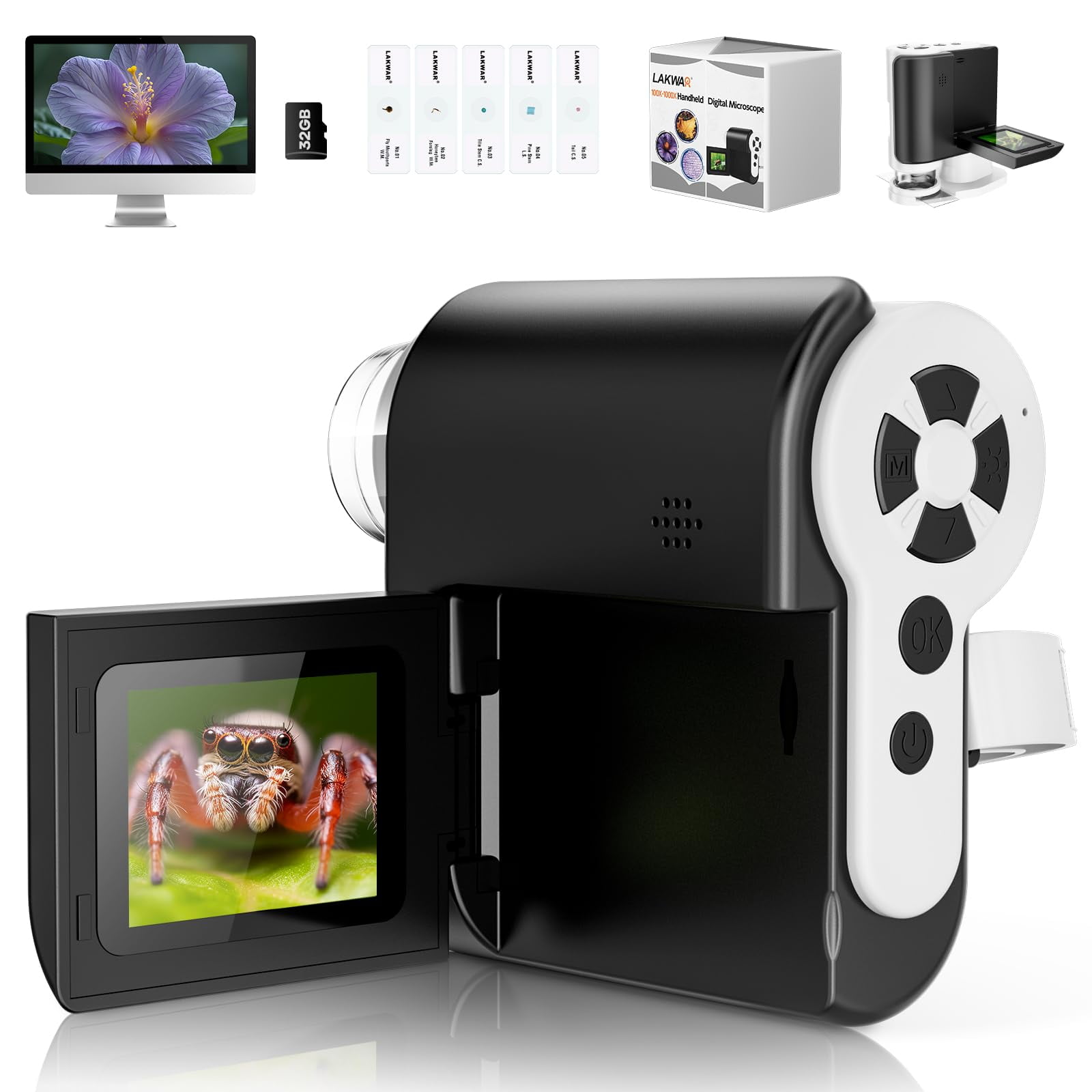 Microscopio Portátil Portátil Lakwar 1000x Hd Para Niños De 5 A 12 Años