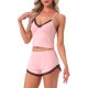 thumbnail image 1 of INSPIRE CHIC Conjunto de Pijamas para Mujer con Encaje y Lazo Camiseta de Tirantes Suave y Pantalones Cortos Ropa de Dormir 2026 2 Piezas S Rosa, 1 of 6