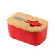 thumbnail image 3 of Caja De Almacenamiento De Mantequilla De Queso Caja De Queso Caja De Conservación Multiusos Plato De Mantequilla De Cerámica Rojo, 3 of 5