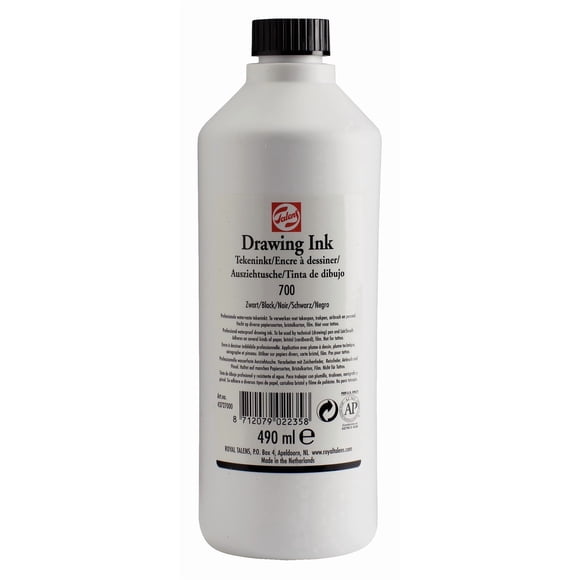 Tinta para dibujo Royal Talens negra 490 ml resistente al agua
