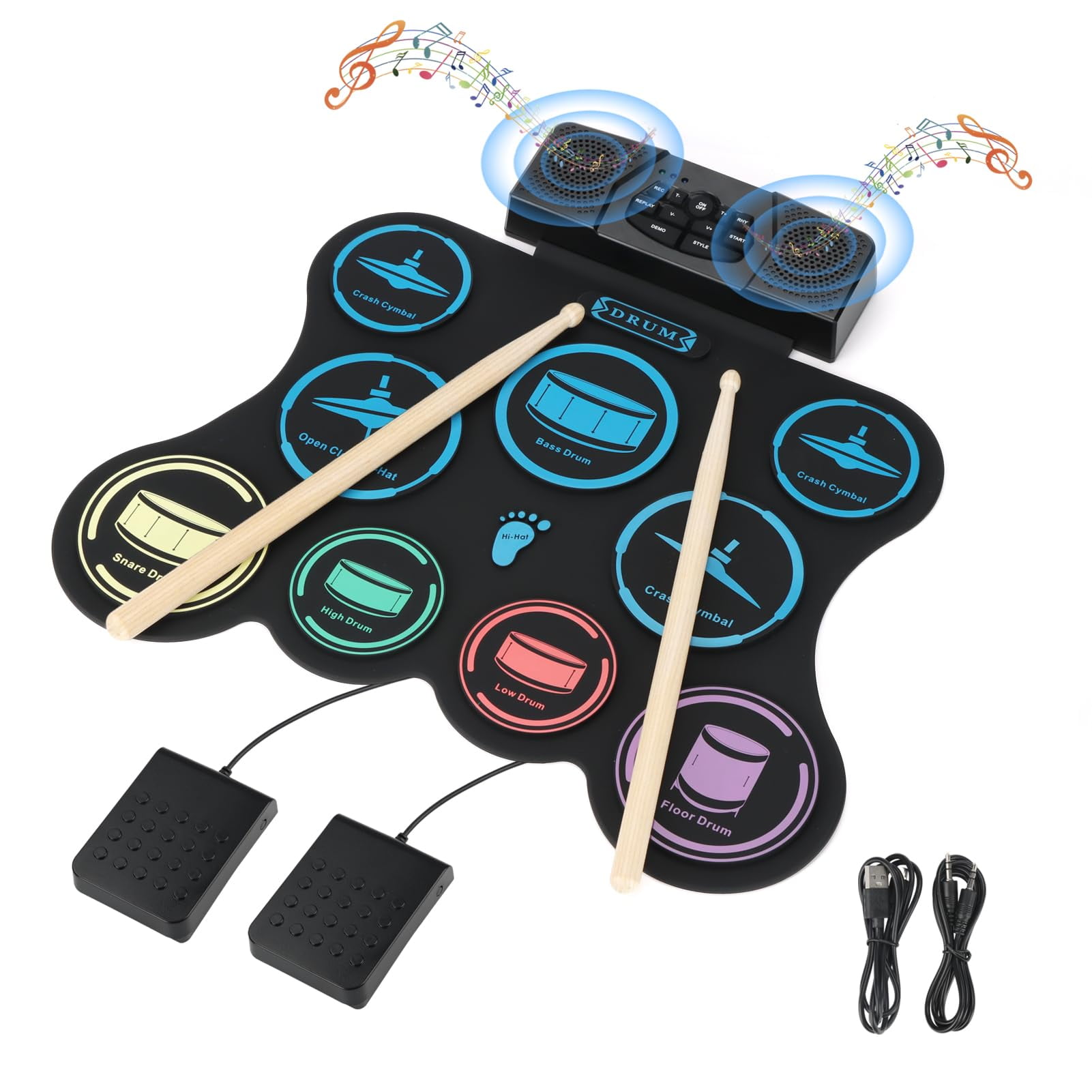 Set De Batería Eléctrica Brigle 9 Pads Midi Con Parlantes Dobles