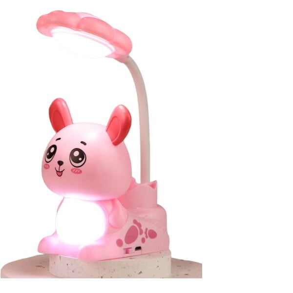 El Edén - Lampara Led, Sacapuntas, Lapicero 3 En 1, Diseño Perro Rosado