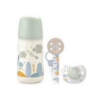 Suavinex - Set Mamadera 270 Ml + Broche + Chupete Fisiologico 0-6 Meses Dreams Azul