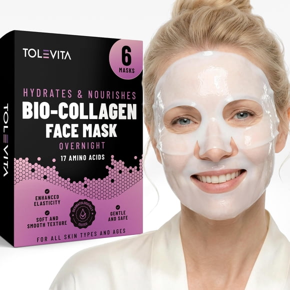 Mascarilla de Tratamiento para la Piel TOLEVITA Bio-Colágeno 6 Unidades