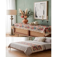 Mylhogar - Piecera De Cama Estilo Bohemio Con Encaje - Multiuso 80X200 Cm