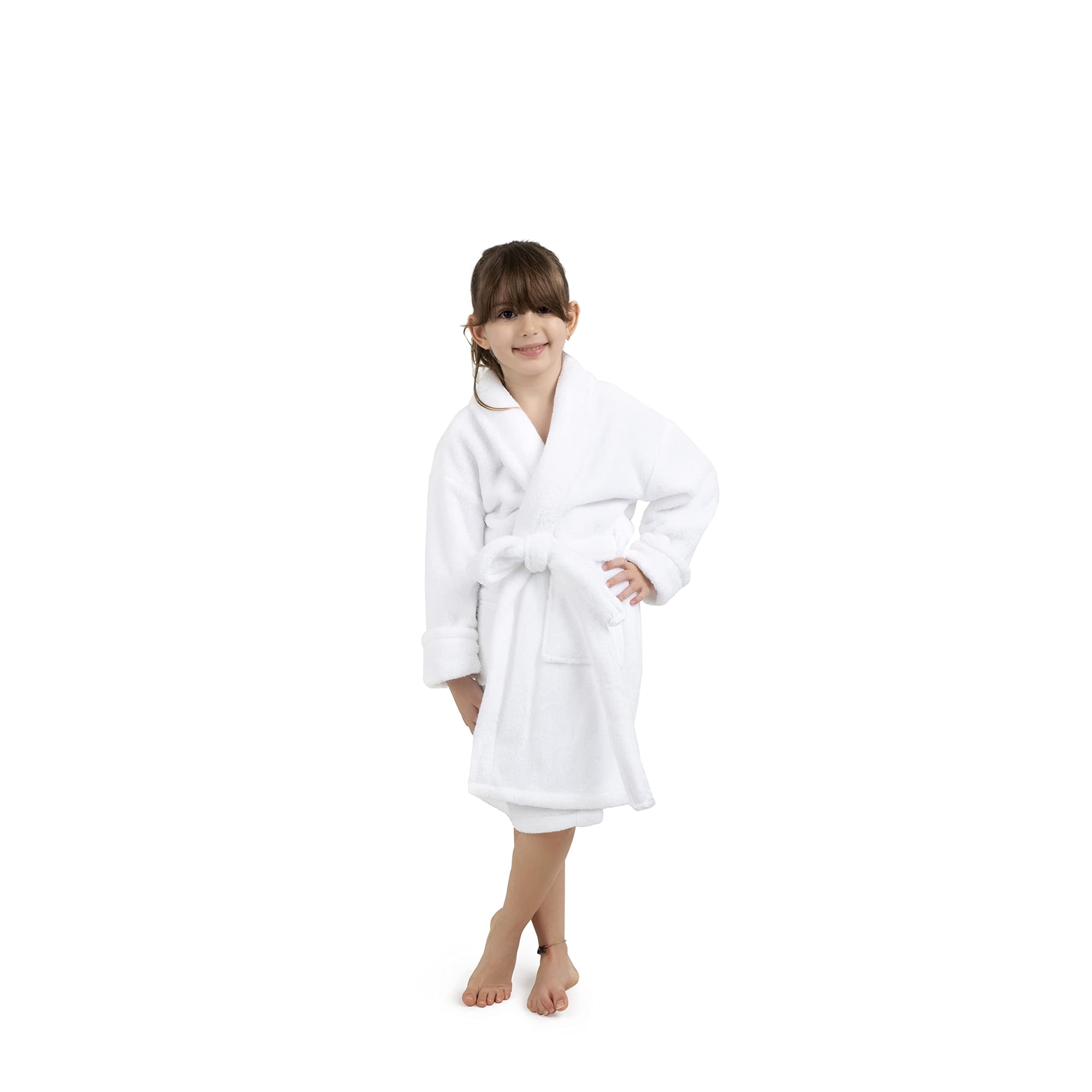 Mantón Polar De Microfibra Para Niños Robe Bc Bare Cotton, Blanco, De 9 A 12 Años