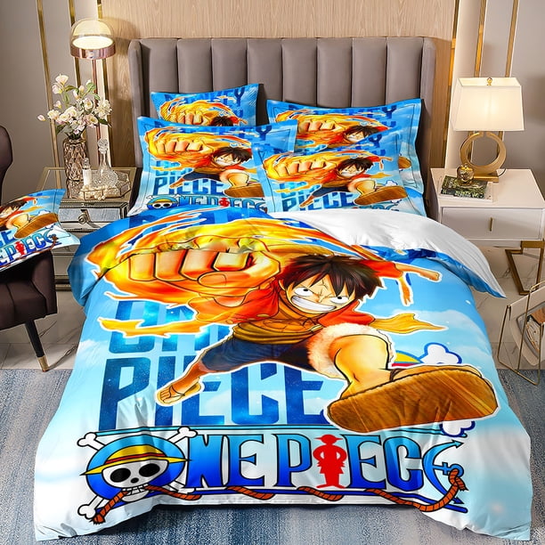 D. Luffy ONE PIECE Luffy Printed Home Quilt Cover and Pillowcase Children Adult Cartoon Single Bed Double Bed Bed Sheets