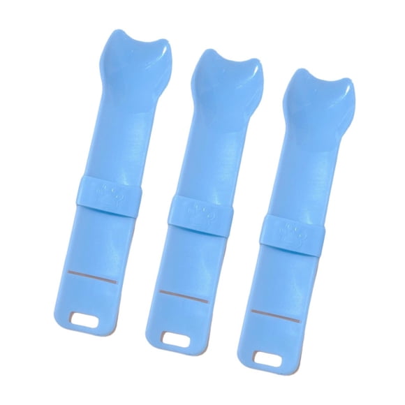 Dispensador de golosinas para gatos, exprimidor de aperitivos a rayas, multifuncional, ligero, portátil, cuchara exprimidora para puré de aperitivos, Azul