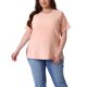 thumbnail image 1 of Agnes Orinda Camisetas de Mujer Tallas Grandes con Abertura Lateral Textura Cuello Redondo Manga Corta Blusa Casual Túnica 4X Rosa Claro, 1 of 6
