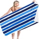 thumbnail image 4 of Toallas de playa 100 % algodón | Paquete de 2 toallas de piscina azul marino de 76 x 152 cm para adultos y niños | Toallas absorbentes y de secado rápido (peces y rayas)., 4 of 5